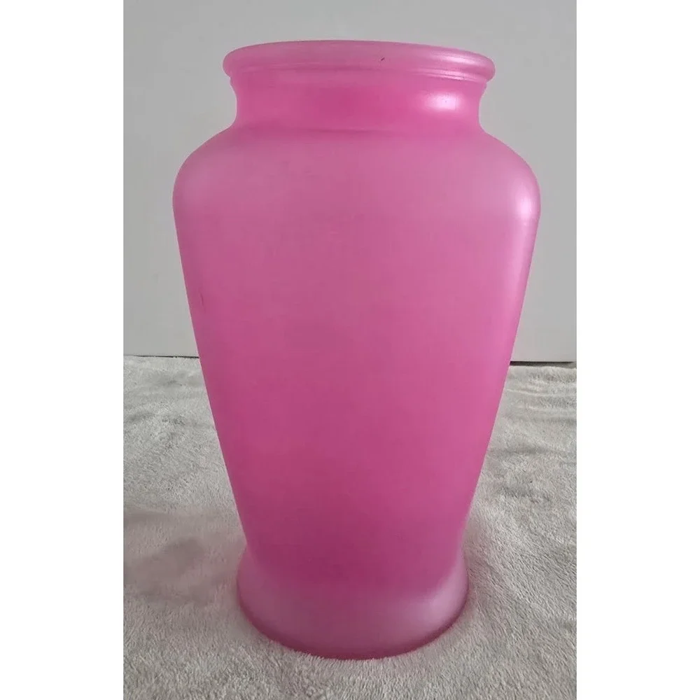 Vintage Vase Pink Fuchsia Frosted Glass 9x5